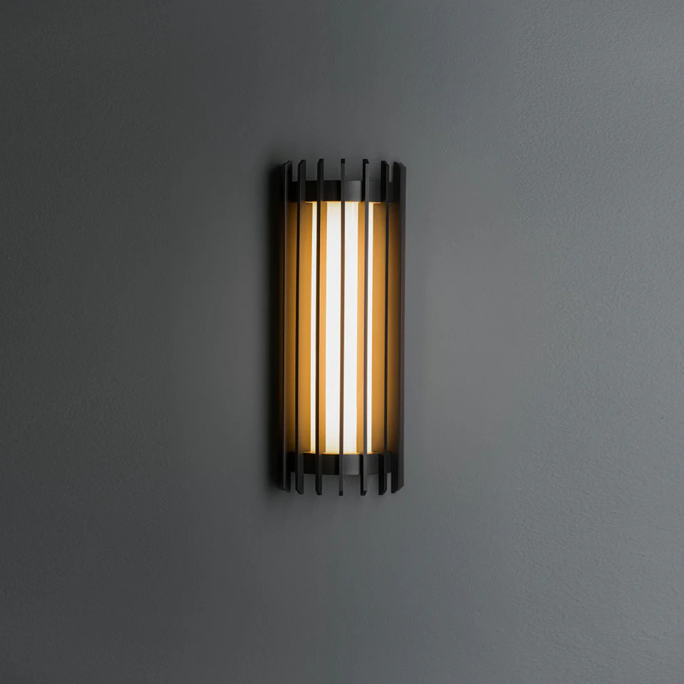 Bright House Cathedral Wall Sconce – Modern Steel & Frosted Glass | 16″ Wall Decor