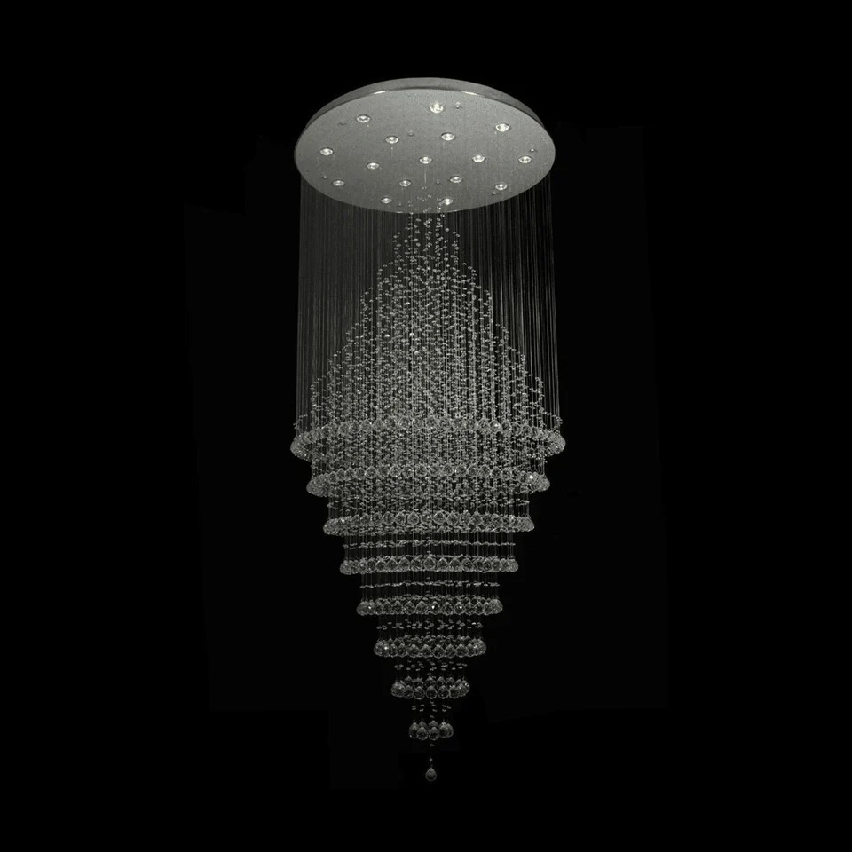Brighthouse Modern Crystal Chandelier with K9 Crystals and Chrome Base, Funnel Design, for Living Room and Foyer