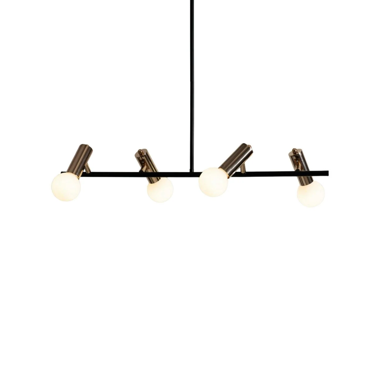 Metal & Glass 4-Light Pendant – Matte Black with White Glass Globes | Multi-Glass Pendant | Bright House