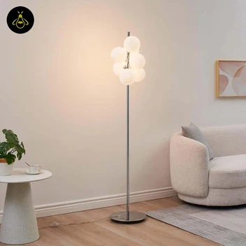 Chrome Floor Lamp with 7 Glass Spheres – Polished Chrome Ambient Light | Brighthouse