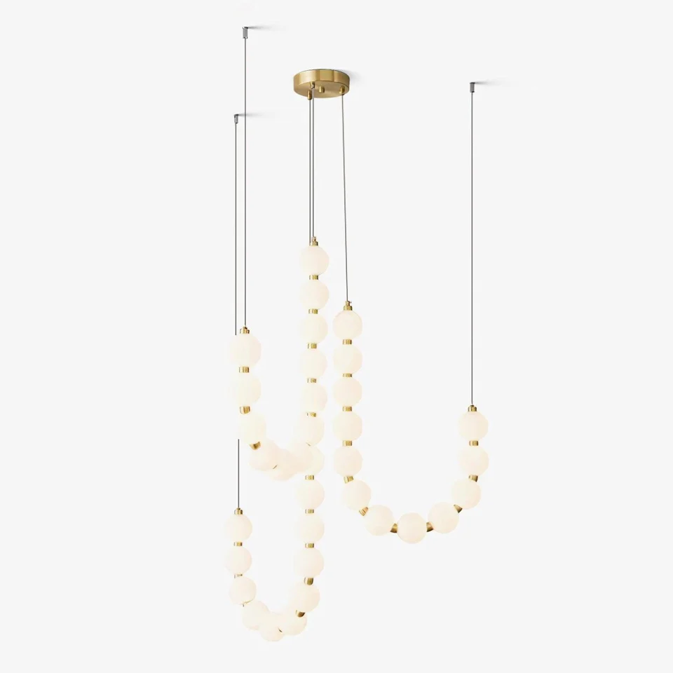 LED Chandelier – Pearl Necklace Modern Gold Fixture | Bright House