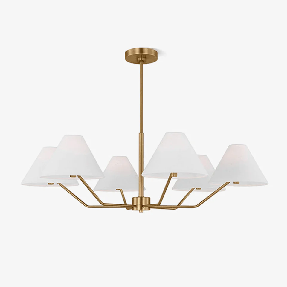 Bright House Modern Fabric Shade Chandelier – Brass Finish, 6 Lights, 37.8-Inch – Dining Room Lighting