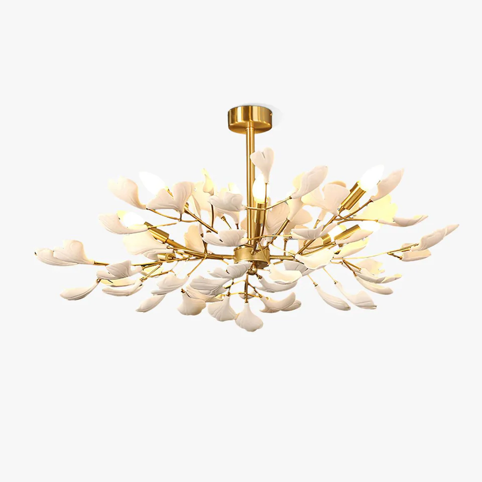 Gingko Chandelier – Handcrafted Ceramic Petal Lighting | Brighthouse