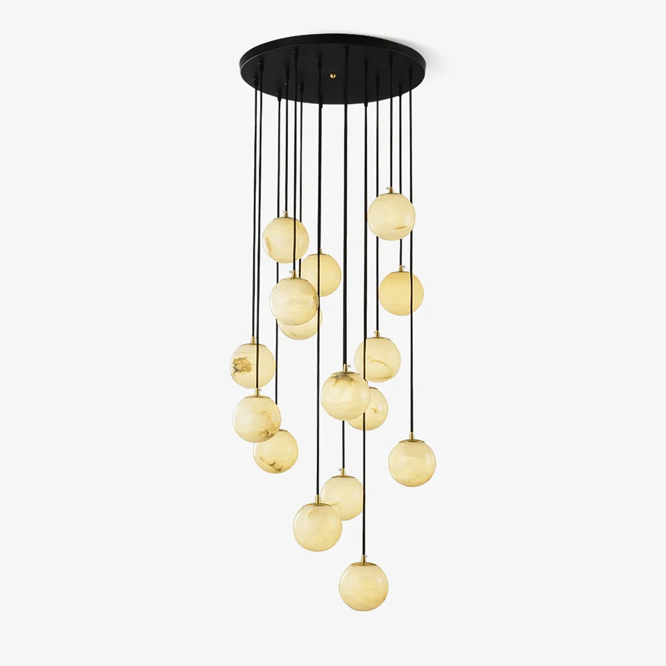Bright House Modern Alabaster Ball Chandelier – 18 Lights, 23.6-Inch – Statement Lighting